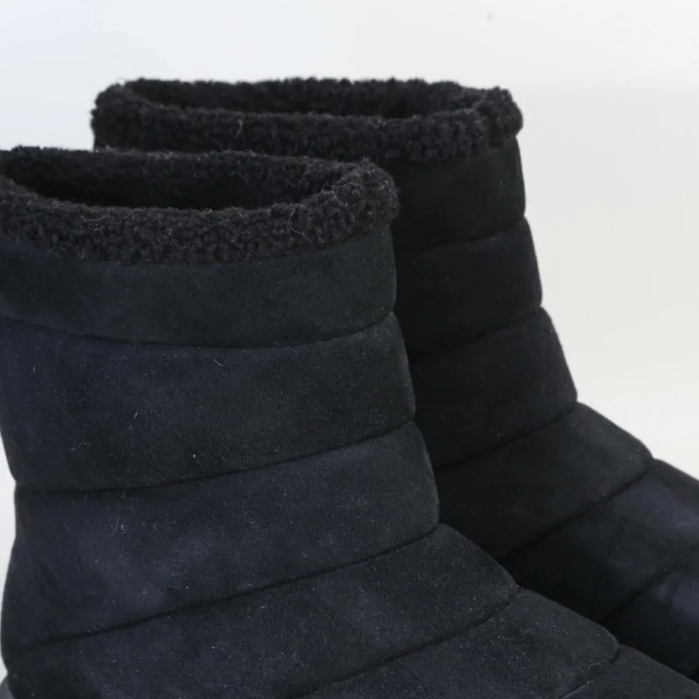 Moncler Hermosa Shearling Suede Quilted Ankle Boots Black 38.5 Woman's - Picture 8 of 16